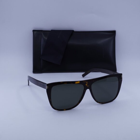 Saint Laurent SL 1 SLIM 002 Square Sunglasses - Havana/Grey - Picture 3 of 10